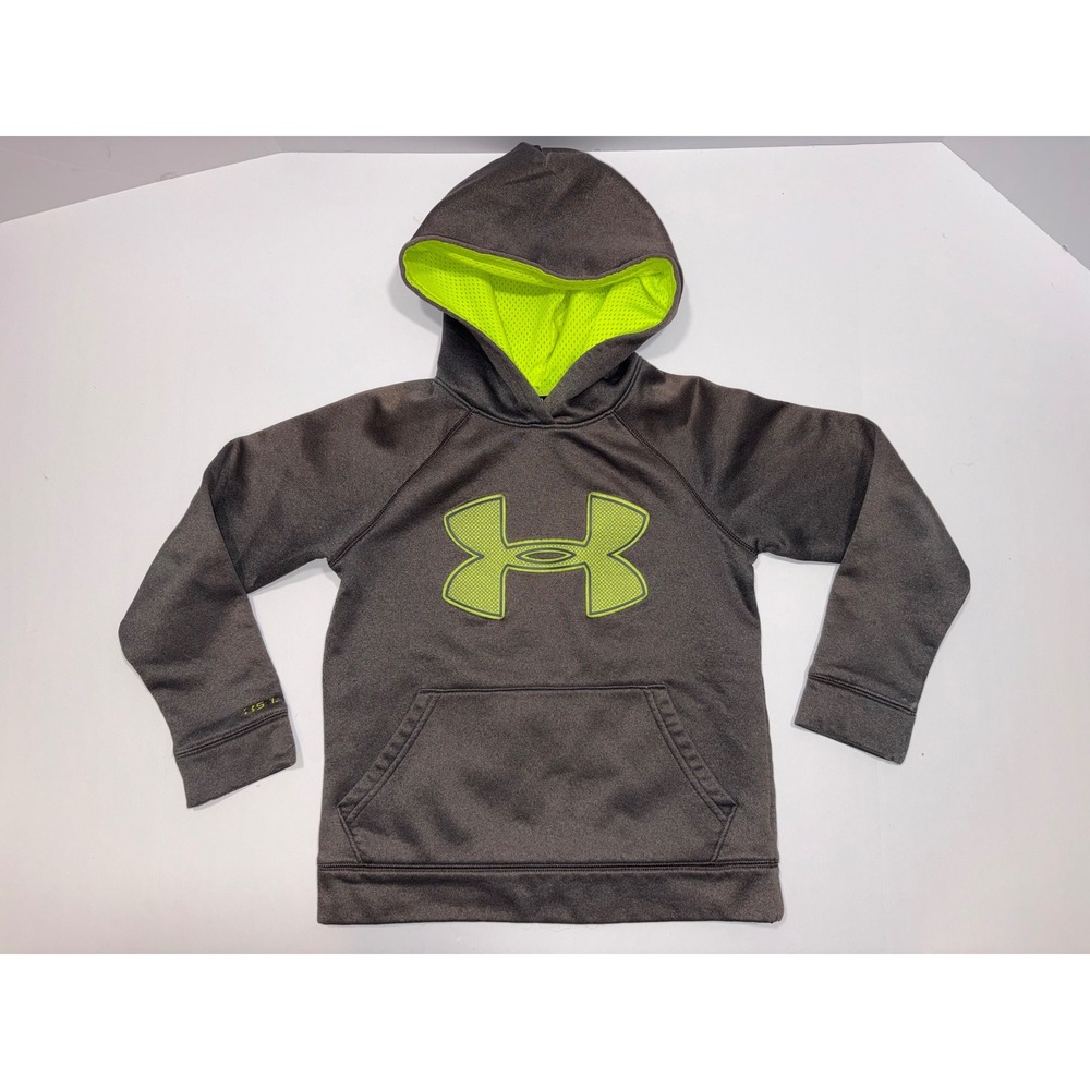 Under Armour Gray Neon Logo Fleece Hoodie Youth‎ Size YXS JTP EP Loose
